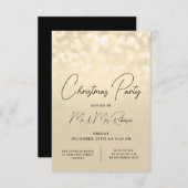 クリスマスパーティーグラム金ゴールドライツスパークル招待状 サンキューカード (正面/裏面)