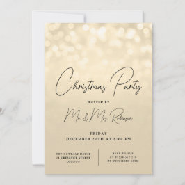 クリスマスパーティーグラム金ゴールドライトスパークル 招待状