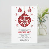 クリスマスパーティーグリッター青いクリスマスボール\請求書 招待状 (スタンド正面)