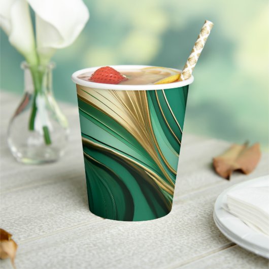 クリスマスパーティーグリーンと金ゴールド- 紙コップ (インサイチュ)