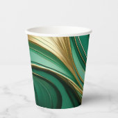クリスマスパーティーグリーンと金ゴールド- 紙コップ (正面)