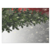 クリスマスパーティーグリーンツリーレッドシルバースノーフレーク テーブルクロス (正面(横))