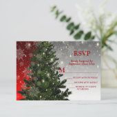 クリスマスパーティーグリーンツリーレッドシルバースノーフレーク 出欠カード (スタンド正面)