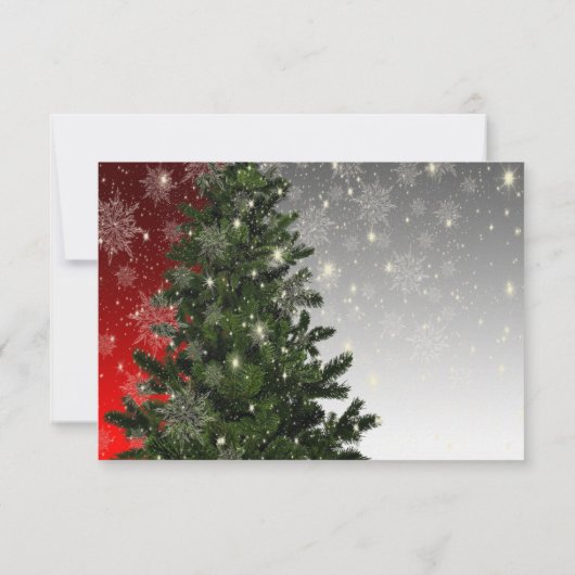 クリスマスパーティーグリーンツリーレッドシルバースノーフレーク 出欠カード (裏面)