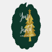 クリスマスパーティーグリーンホワイトと金ゴールド招待状 オーナメントカード (右)