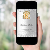 クリスマスパーティーグリーン金ゴールドドアシルバー 招待状