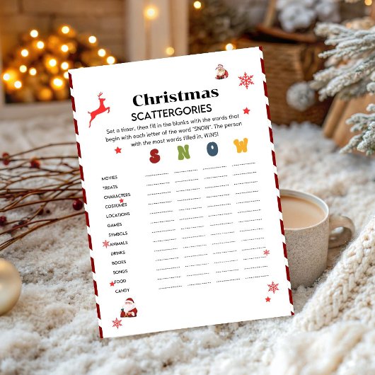 クリスマスパーティーゲームカード Scattegories 招待状