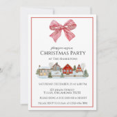 クリスマスパーティーコージーキャビン&ボウ招待状 招待状 (正面)