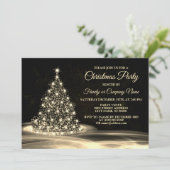 クリスマスパーティーゴールデンシャイニーツリーウィンターブラック 招待状 (スタンド正面)