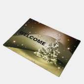 クリスマスパーティーゴールデンツリー輝く輝く星 ドアマット (アングル)