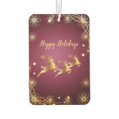 クリスマスパーティーゴールデントナカイ赤エレガントピンク カーエアーフレッシュナー (裏面)