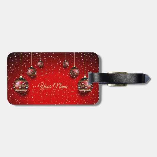 クリスマスパーティーゴールデンレッドウィンターホリデーズエレガント ラゲッジタグ (裏面横)