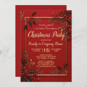 クリスマスパーティーゴールデンレ離れッド休日 招待状 (正面/裏面)