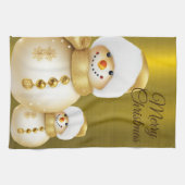 クリスマスパーティーゴールデン雪だるまウィンターホリデーズ キッチンタオル (横)