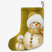 クリスマスパーティーゴールデン雪だるまウィンターホリデー スモールクリスマスストッキング (裏面)