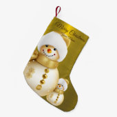 クリスマスパーティーゴールデン雪だるまウィンターホリデー スモールクリスマスストッキング (正面 (吊り時))