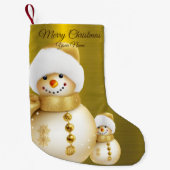 クリスマスパーティーゴールデン雪だるまウィンターホリデー スモールクリスマスストッキング (正面)