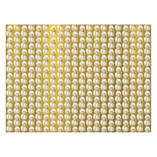 クリスマスパーティーゴールデン雪だるまウィンターホリデー テーブルクロス (正面(横))