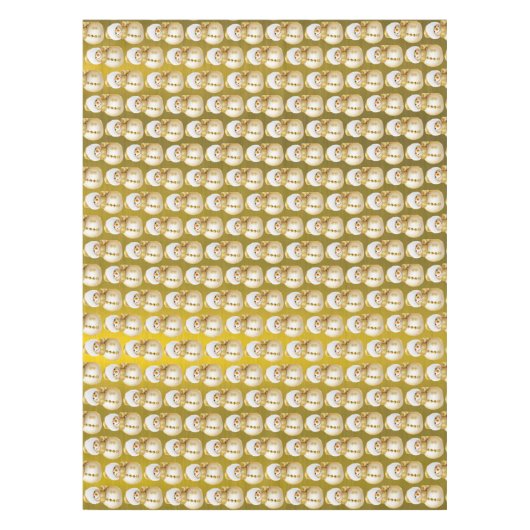 クリスマスパーティーゴールデン雪だるまウィンターホリデー テーブルクロス (正面)