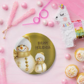 クリスマスパーティーゴールデン雪だるまウィンターホリデー ペーパープレート (パーティー)