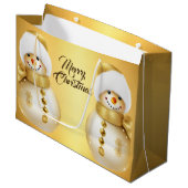 クリスマスパーティーゴールデン雪だるまウィンターホリデー ラージペーパーバッグ (正面アングル)