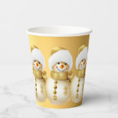 クリスマスパーティーゴールデン雪だるまウィンターホリデー 紙コップ (裏面)