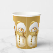 クリスマスパーティーゴールデン雪だるまウィンターホリデー 紙コップ (右)