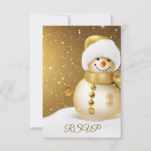 クリスマスパーティーゴールデン雪だるまスノーフレークスホリデーズ 出欠カード (正面)
