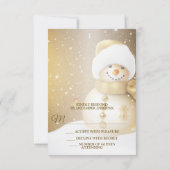 クリスマスパーティーゴールデン雪だるまスノーフレークスホリデーズ 出欠カード (裏面)