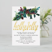 クリスマスパーティーゴールドフォイル招待状ポストカード 箔招待状 (立ち正面)