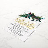 クリスマスパーティーゴールドフォイル招待状ポストカード 箔招待状 (回転した状態)