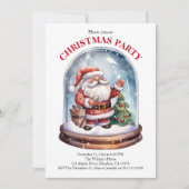 クリスマスパーティーサンタウィンタースノーグローブ招待状 案内状 (正面)