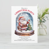 クリスマスパーティーサンタウィンタースノーグローブ招待状 案内状 (スタンド正面)