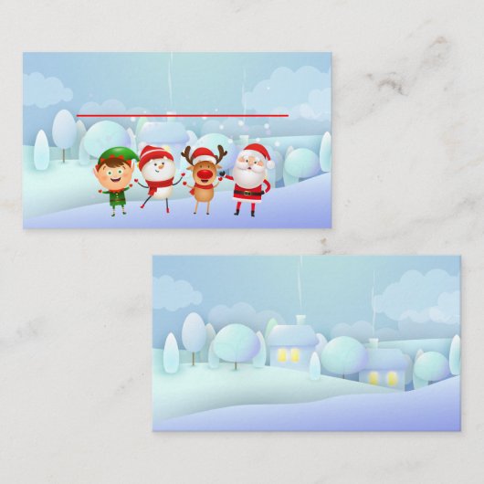 クリスマスパーティーサンタクロースルドルフ雪だるま小妖精や小人 プレイスカード (正面/裏面)