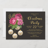 クリスマスパーティーシックフローラバウブルブーケ 招待状 (正面)