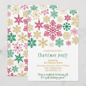 クリスマスパーティーシック雪片 招待状 (正面/裏面)