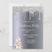 クリスマスパーティーシルバーグリッターが白い木を乾かす 招待状 (正面)