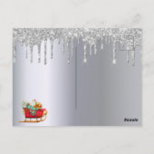 クリスマスパーティーシルバーグリッターそり招待 ポストカード (裏面)