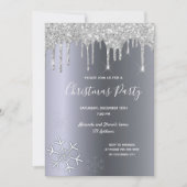 クリスマスパーティーシルバーグリッターは雪片を乾燥させる 招待状 (正面)