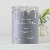 クリスマスパーティーシルバーグリッターは雪片を乾燥させる 招待状 (スタンド正面)