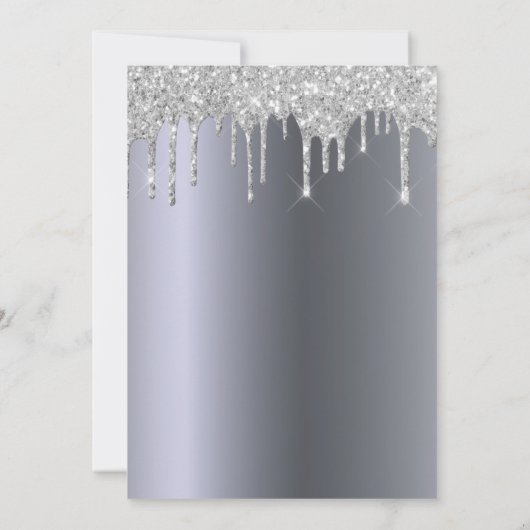 クリスマスパーティーシルバーグリッターは雪片を乾燥させる 招待状 (裏面)