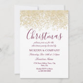 クリスマスパーティーシルバーグリッターブルゴーニュ 招待状 (正面)