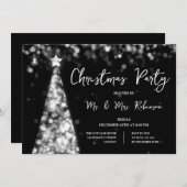 クリスマスパーティーシルバーツリースパークルライト 招待状 (正面/裏面)