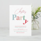 クリスマスパーティーシンプルタイポグラフィの明るい色 招待状 (スタンド正面)