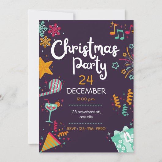 クリスマスパーティージングルとミングルトレンディークリスマス 招待状 (正面)