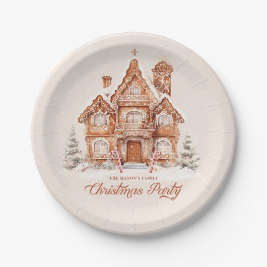 クリスマスパーティージンジャーブレッドハパーソナライズされたウス ペーパープレート (正面)