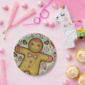 クリスマスパーティージンジャーブレッドボーイ紙プレート ペーパープレート (パーティー)