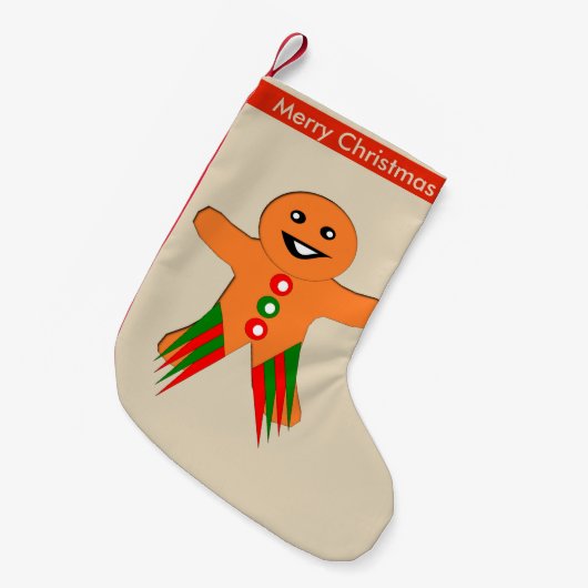 クリスマスパーティージンジャーブレッドマンカスタムストッキング スモールクリスマスストッキング (正面 (吊り時))