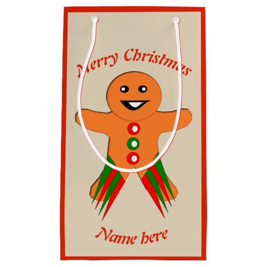 クリスマスパーティージンジャーブレッドマンカスタム抱き枕 スモールペーパーバッグ (正面)