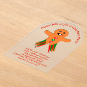 クリスマスパーティージンジャーブレッドマンカスタム アクリル招待状 (レイダウン)